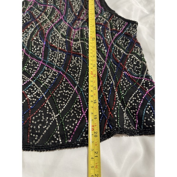Laurence Kazar Women's Top Silk Beaded Multi Colored Sleeveless M Festival - Picture 7 of 9